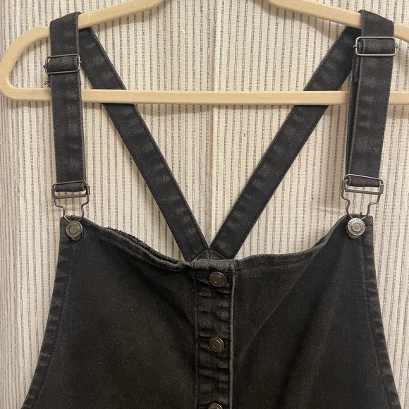 Black Button Down Overall Dress - Picture 2 of 5